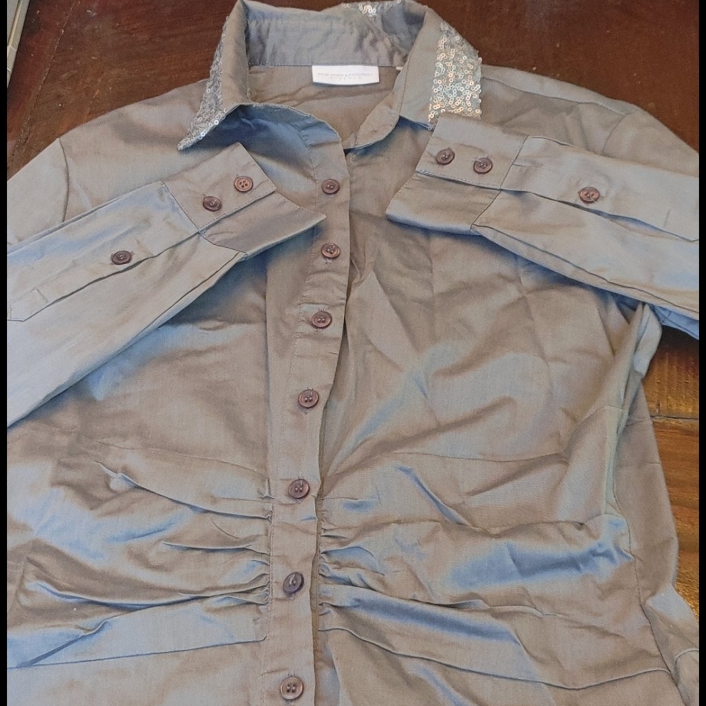 New York and Co sequin button down